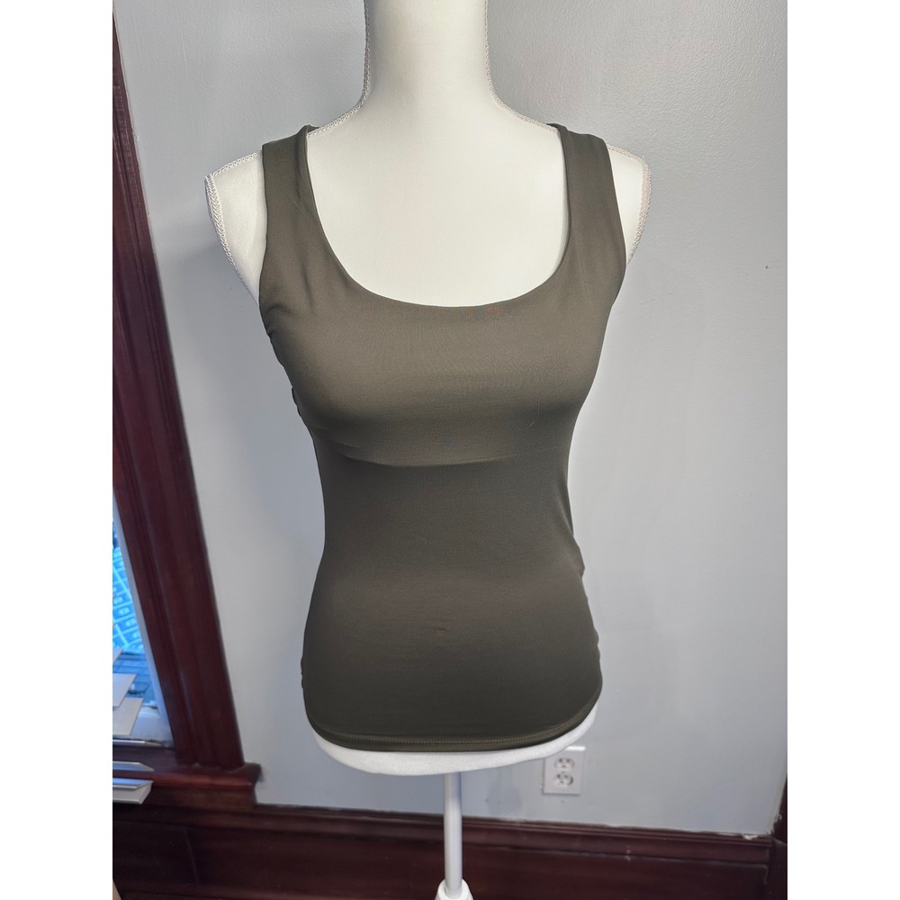 Zara Olive Green Scoop Neck Tank Top with Shelf Bra Size M 3905/631/505